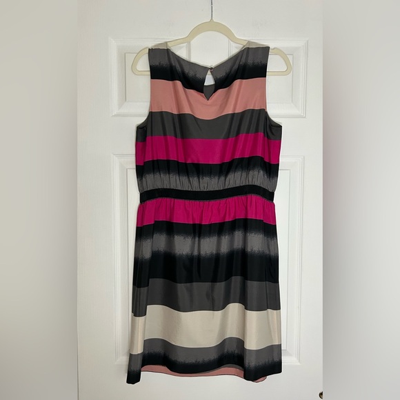 LOFT Pink and Black Striped Mini Dress - Picture 2 of 5